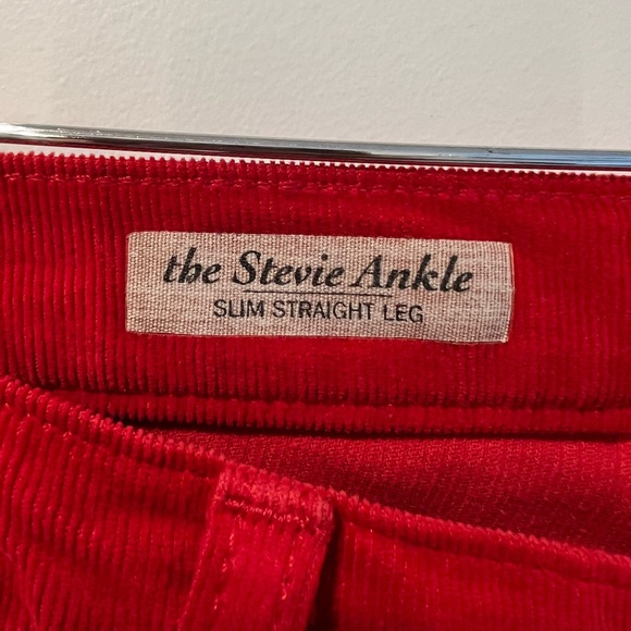 AG Adriano Goldschmied Vibrant Red Corduroy Pants The Stevie Ankle - Picture 9 of 9
